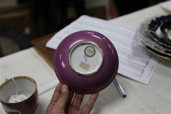 A Meissen coffee cup and saucer, c.1730, height 6.6cm, cup restored